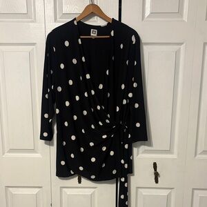 NWOT Anne Klein Polka Dot Wrap Top: 3X